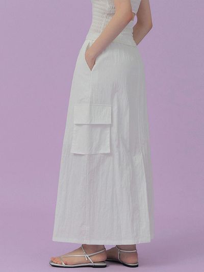 TWEE ILODY Elastic Waist Cargo Long Skirt