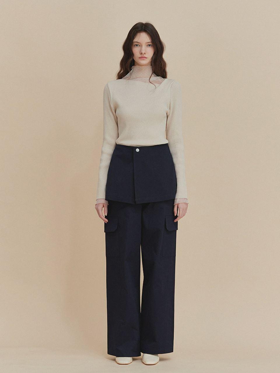 TWEE Layered Wide-leg Cotton Pants