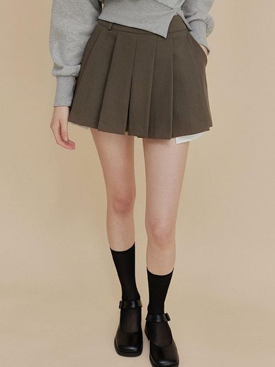 TWEE Pin-tuck High-waisted Wide-leg Shorts