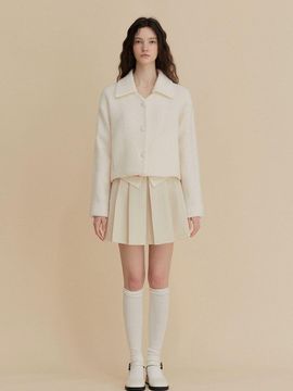 TWEE Portlet Collar V-Neck Tweed Wool Blazer