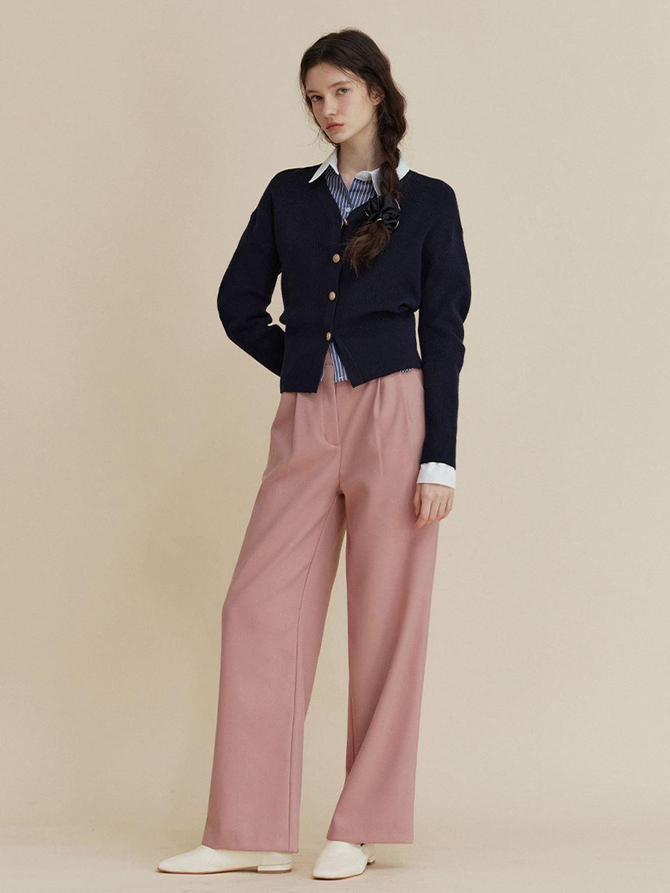 TWEE Ruched Double-Pleated Tencel Straight Slacks