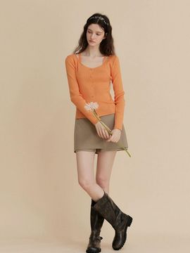 TWEE Shoulder Strap Button V-neck Slim Fit Sweater