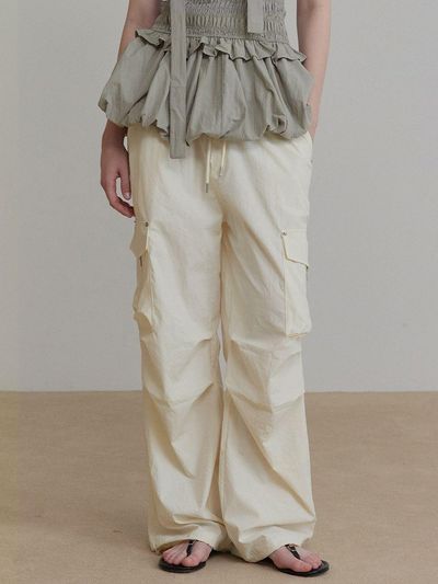 TWEE Stone Rivet Elastic Band Cargo Parachute Pants