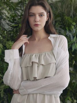 TWEE String Collar Short Shirt [Brown]
