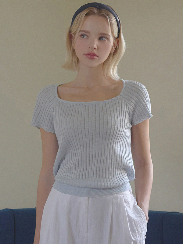 TWEE Tolia Back Ribbon Square Knit Top
