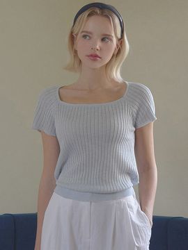 TWEE Tolia Back Ribbon Square Knit Top