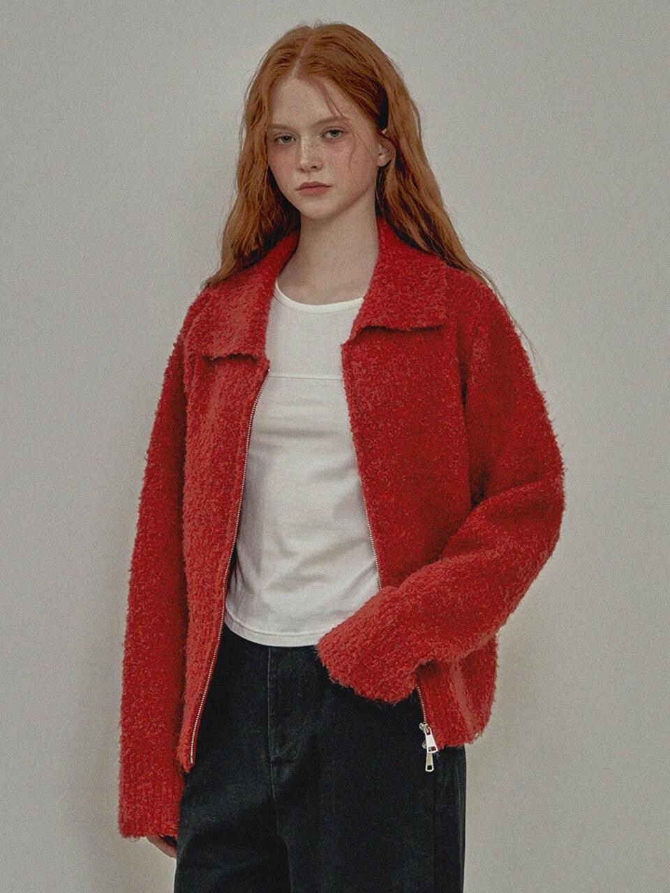 TWEE [TWEE] Hevesy Wool Collar Knitwear Zip-Up