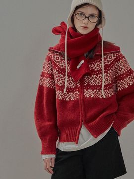 TWEE [TWEE] Ons Antique Nordic Knitwear Zip-up