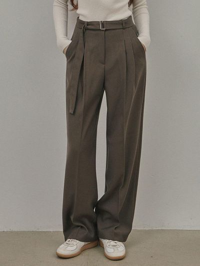 TWEE [TWEE] Prem two-pin tuck slacks (belt set)
