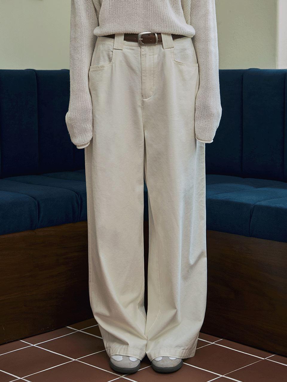 TWEE [TWEE] Totten Straight Wide Pants (belt set)