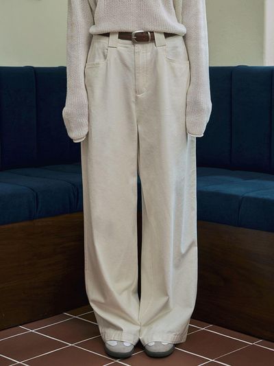 TWEE [TWEE] Totten Straight Wide Pants (belt set)