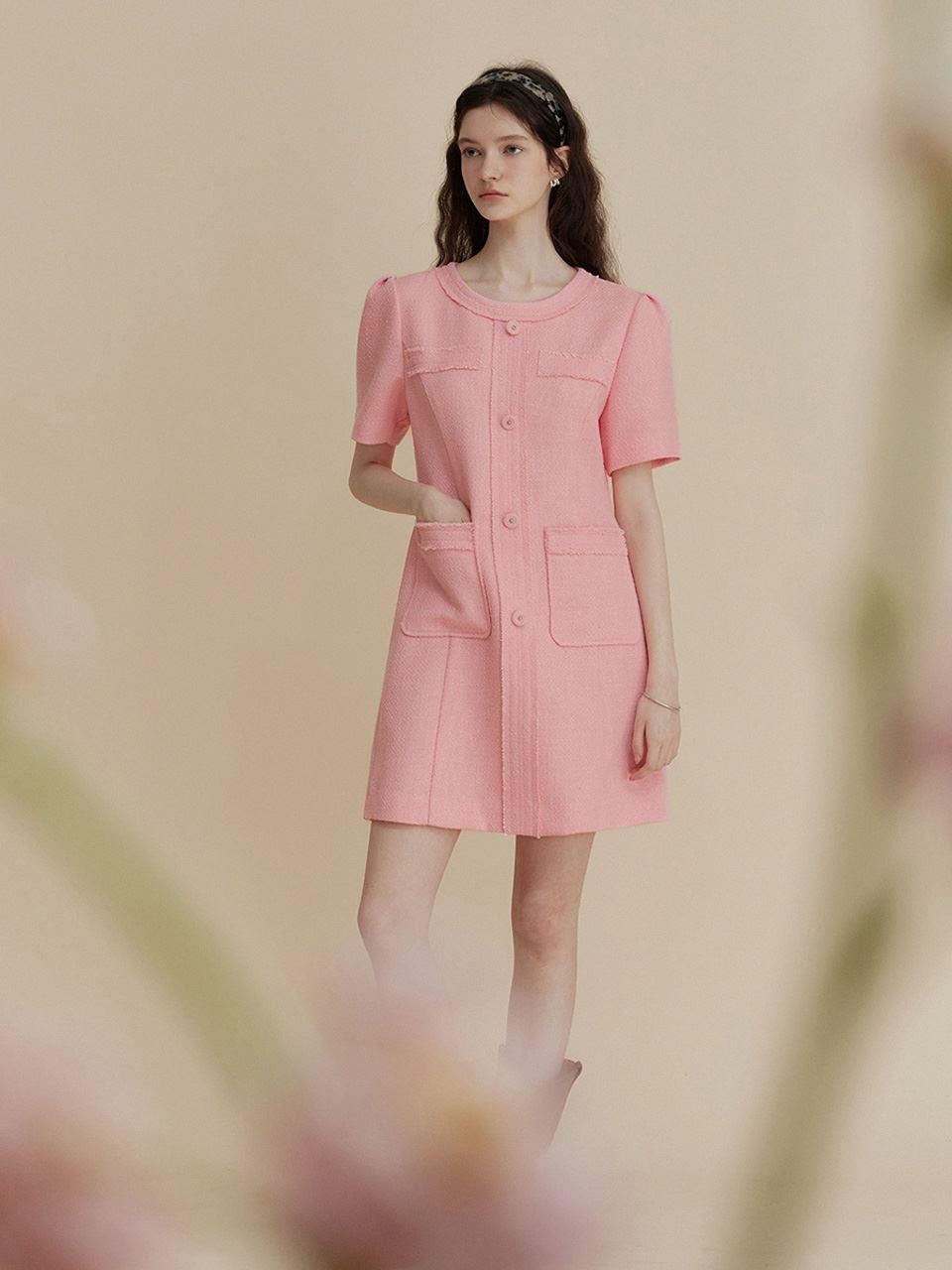 TWEE Tweed Pocket Button Dress