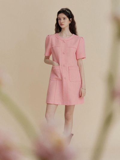 TWEE Tweed Pocket Button Dress