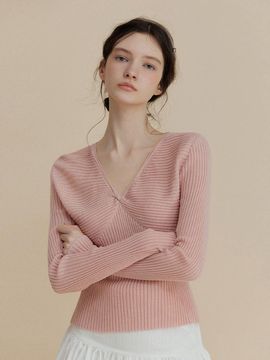 TWEE Twist Ribbed V-neck Sweater