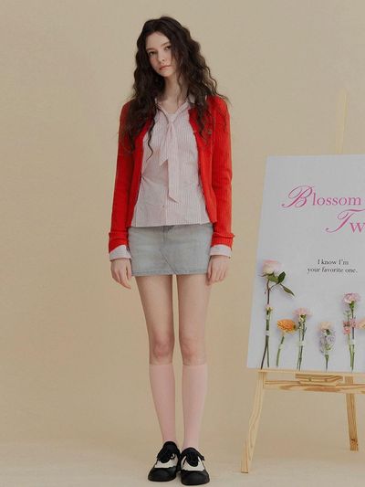 TWEE Washed Regular Fit Cotton Mini Skirt