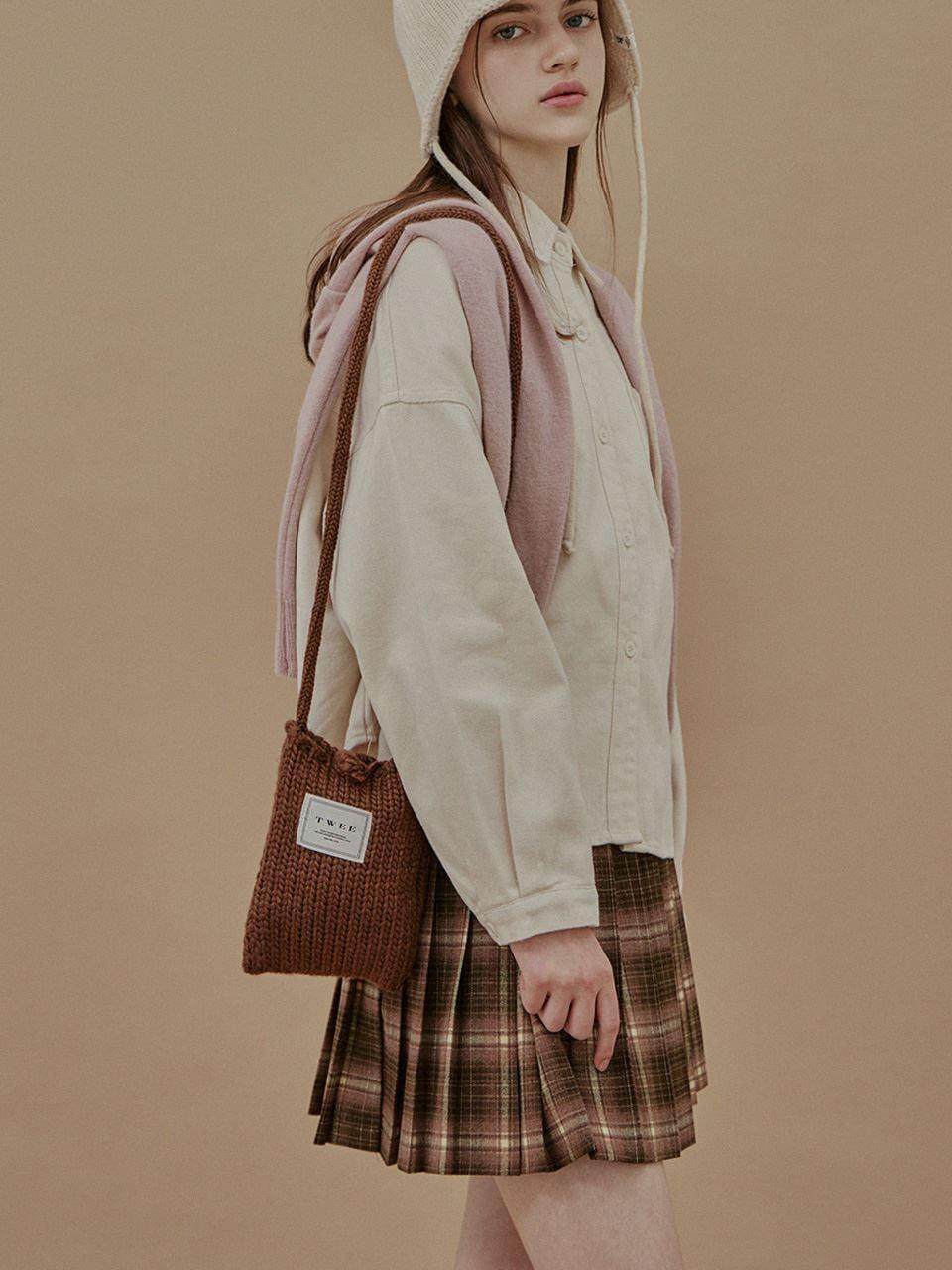 TWEE Wool Knit Mini Crossbody Bag [Beige]