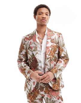 Twisted Tailor Twisted tailor bold floral jacquard slim suit jacket in multi