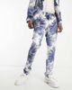 Twisted Tailor Twisted Tailor judd suit pants in white with blue ink floral print - 1