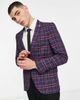 Twisted Tailor Twisted Tailor ladd suit jacket in navy and pink tartan plaid - 1
