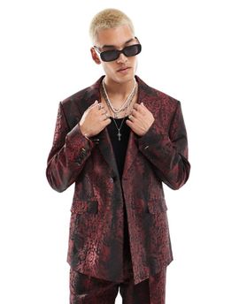 Twisted Tailor Twisted Tailor oversized suit jacket in red & black print - part of a set