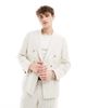 Twisted Tailor Twisted Tailor pinstripe double breasted slim suit jacket in cream-White - 1