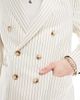 Twisted Tailor Twisted Tailor pinstripe double breasted slim suit jacket in cream-White - 2