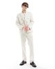 Twisted Tailor Twisted Tailor pinstripe double breasted slim suit jacket in cream-White - 3