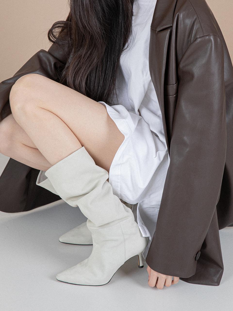 TWJN Suede Wrinkle Midi Boots