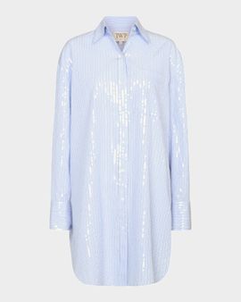 TWP Big Joe Sequined Striped Mini Shirtdress