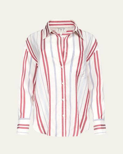 TWP Big Joe Striped Silk Button-Front Shirt