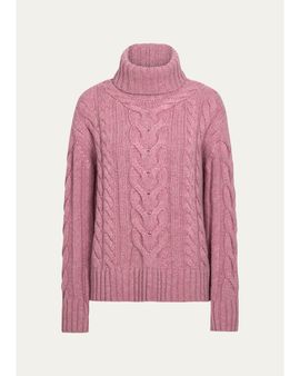 TWP Cashmere Turtleneck Cable-Knit Sweater