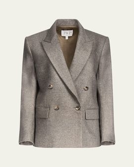 TWP Harper Double-Breasted Herringbone Blazer