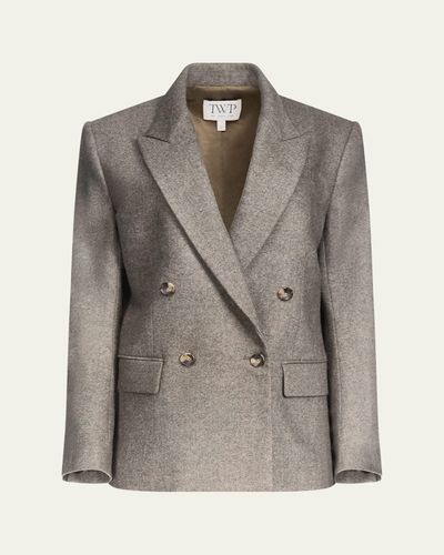 TWP Harper Double-Breasted Herringbone Blazer