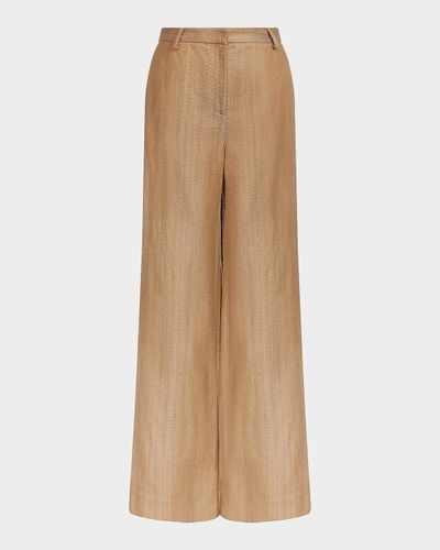TWP Henry Chevron Linen-Blend Wide-Leg Trousers