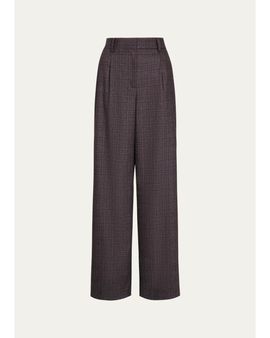 TWP Hudson Checked Pleated Straight-Leg Pants
