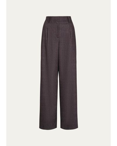 TWP Hudson Checked Pleated Straight-Leg Pants