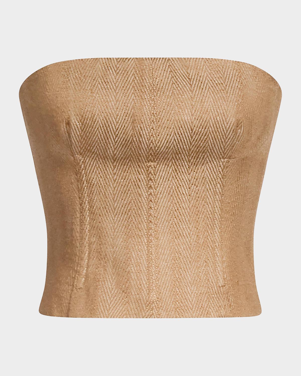 TWP Jillian Herringbone Linen-Blend Bustier