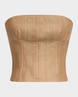 TWP Jillian Herringbone Linen-Blend Bustier