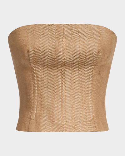 TWP Jillian Herringbone Linen-Blend Bustier