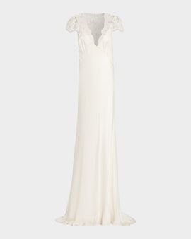 TWP Lace-Trimmed Silk Gown