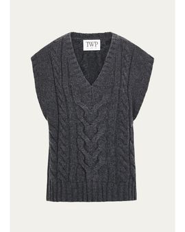 TWP Pops Cable-Knit Cashmere Vest
