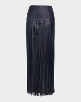 TWP Tangled Up Fringe Leather Skirt