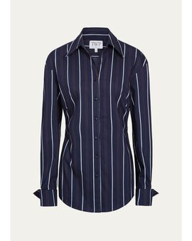 TWP The Night We Met Striped Cotton-Blend Shirt