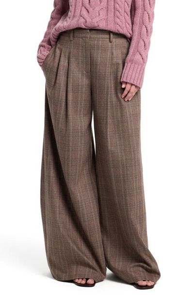 TWP TWP Avery Plaid Wide Leg Wool Blend Pants
