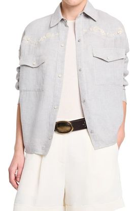 TWP TWP Carter Embroidered Yoke Snap Top
