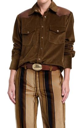 TWP TWP Cowboy Take Me Away Corduroy Shirt with Leather Yoke