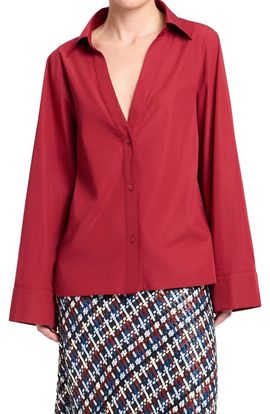 TWP TWP Deep V-Neck Cotton Button-Up Shirt