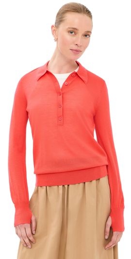 TWP TWP New Henley Cashmere Sweater Bitter Red