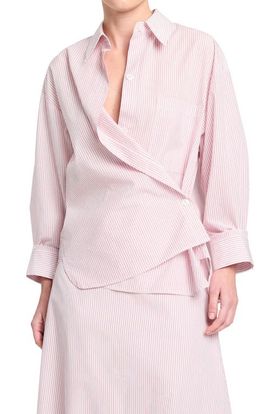 TWP TWP Newest Earl Stripe Wrap Front Cotton Button-Up Shirt