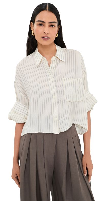 TWP TWP Next Ex Button Down Shirt Ivory / Blue